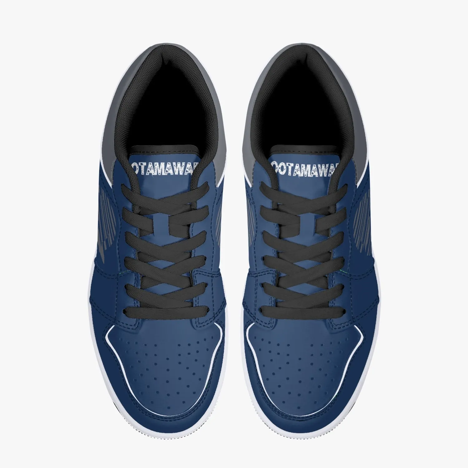 Low-Top Leather Sneakers - Blue Navy/Grey